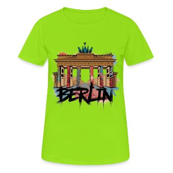 Style urbain de Berlin – Porte de Brandebourg - T-shirt respirant Femme - vert néon - Devant - AI Model Female 172 dark (172cm)