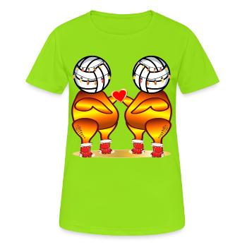 VOLLEY-BALL AU POULET RÔTI DE NOËL - T-shirt respirant Femme - vert néon - Devant - AI Model Female 172 dark (172cm)