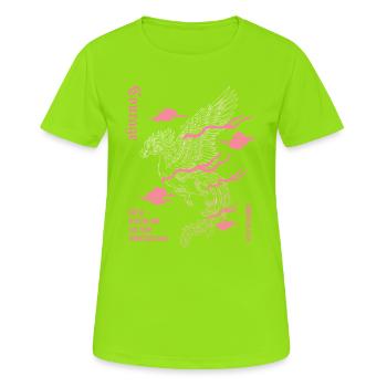 Courage – Phoenix Wiedergeburt Design - Frauen T-Shirt atmungsaktiv - Neongrün - Vorne - AI Model Female 172 dark (172cm)