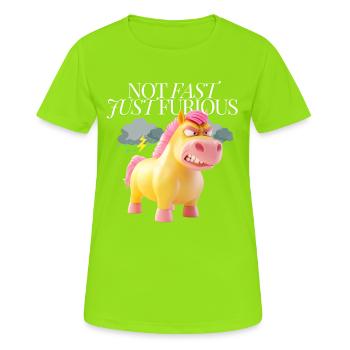 Not Fast, Just Furious – Angry Unicorn - Women's Breathable T-Shirt - neon green - Front - AI Model Female 172 dark (172cm)