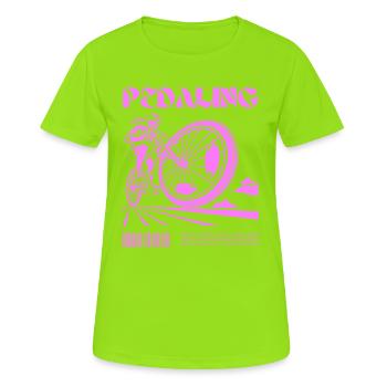 Pedaling Power – Freedom on Two Wheels - Women's Breathable T-Shirt - neon green - Front - AI Model Female 172 dark (172cm)