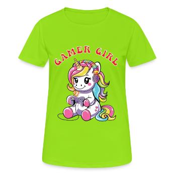 Gamer Girl - Frauen T-Shirt atmungsaktiv - Neongrün - Vorne - AI Model Female 172 dark (172cm)