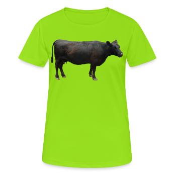 Rind schwarz - Frauen T-Shirt atmungsaktiv - Neongrün - Vorne - AI Model Female 172 dark (172cm)