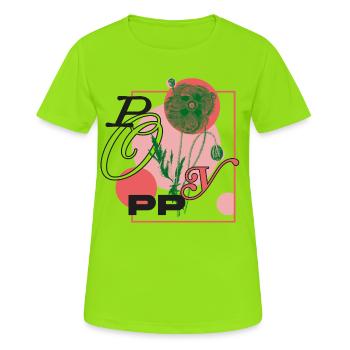 Botanische Mohn-Poesie - Frauen T-Shirt atmungsaktiv - Neongrün - Vorne - AI Model Female 172 dark (172cm)