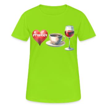 MomLife Café Vin Coeur Aquarelle Look Drôle - T-shirt respirant Femme - vert néon - Devant - AI Model Female 172 dark (172cm)