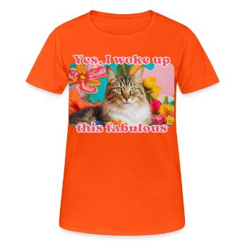 Chat fabuleux - T-shirt respirant Femme - orange néon - Devant - AI Model Female 172 dark (172cm)