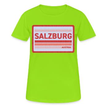 Imprimé de style rétro de Salzbourg - T-shirt respirant Femme - vert néon - Devant - AI Model Female 172 dark (172cm)
