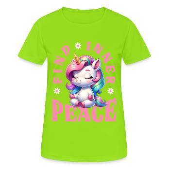 Find Inner Peace Unicorn Yoga - Women's Breathable T-Shirt - neon green - Front - AI Model Female 172 dark (172cm)