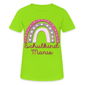 SCHULANFANG SCHULKIND MARIE - Frauen T-Shirt atmungsaktiv - Neongrün - Vorne - AI Model Female 172 dark (172cm)