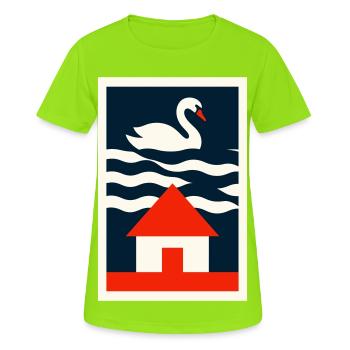 Maison au bord du lac - Art graphique - T-shirt respirant Femme - vert néon - Devant - AI Model Female 172 dark (172cm)
