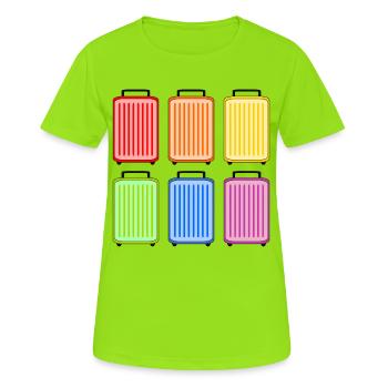 KOFFER REGENBOGEN - Frauen T-Shirt atmungsaktiv - Neongrün - Vorne - AI Model Female 172 dark (172cm)