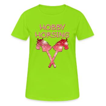 HOBBY HORSING PFERDE - Frauen T-Shirt atmungsaktiv - Neongrün - Vorne - AI Model Female 172 dark (172cm)