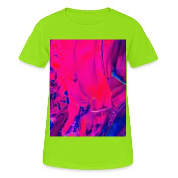 Design abstrait de la mer rose et bleue - T-shirt respirant Femme - vert néon - Devant - AI Model Female 172 dark (172cm)