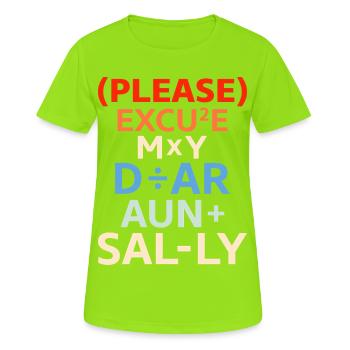 PEMDAS – Ordre des opérations arithmétiques - T-shirt respirant Femme - vert néon - Devant - AI Model Female 172 dark (172cm)