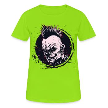 scary mohawk clown  - Frauen T-Shirt atmungsaktiv - Neongrün - Vorne - AI Model Female 172 dark (172cm)