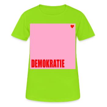 Politik Demokratie Herz - Frauen T-Shirt atmungsaktiv - Neongrün - Vorne - AI Model Female 172 dark (172cm)