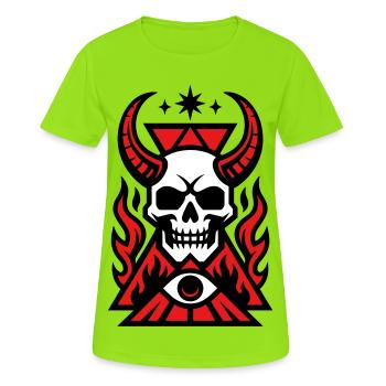 Crâne occulte Art graphique - T-shirt respirant Femme - vert néon - Devant - AI Model Female 172 dark (172cm)