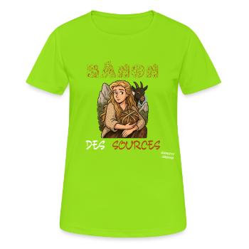 BANON_DES_SOURCES - Women's Breathable T-Shirt - neon green - Front - AI Model Female 172 dark (172cm)