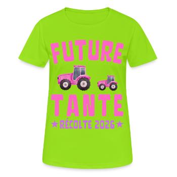 Future Tante Récolte 2026 - T-shirt respirant Femme - vert néon - Devant - AI Model Female 172 dark (172cm)