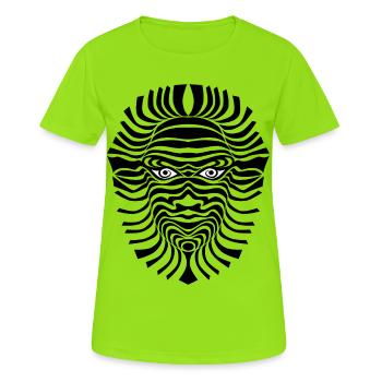 psy-chic psychedlic sixties good voodoo mask - Frauen T-Shirt atmungsaktiv - Neongrün - Vorne - AI Model Female 172 dark (172cm)