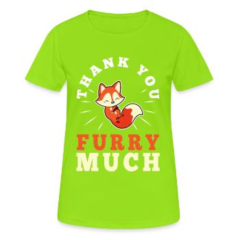 Merci beaucoup furry - T-shirt respirant Femme - vert néon - Devant - AI Model Female 172 dark (172cm)