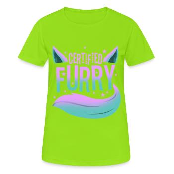 Fourrure certifiée - T-shirt respirant Femme - vert néon - Devant - AI Model Female 172 dark (172cm)
