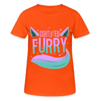 Certified furry - Frauen T-Shirt atmungsaktiv - Neonorange - Vorne - AI Model Female 172 dark (172cm)
