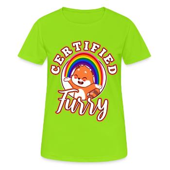 Merci beaucoup furry - T-shirt respirant Femme - vert néon - Devant - AI Model Female 172 dark (172cm)