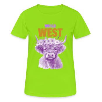 WILD WEST COW VIOLET - Women's Breathable T-Shirt - neon green - Front - AI Model Female 172 dark (172cm)