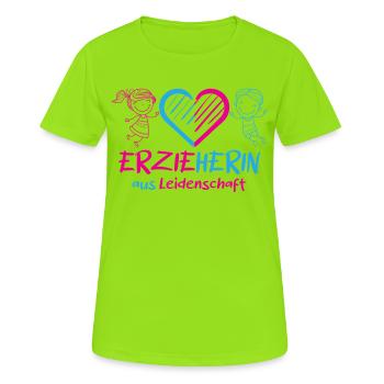 Éducateur Maternelle Garderie Profession Enseignant de maternelle - T-shirt respirant Femme - vert néon - Devant - AI Model Female 172 dark (172cm)