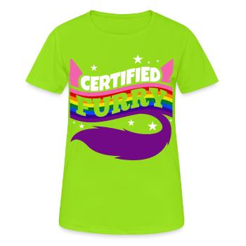 Fourrure certifiée - T-shirt respirant Femme - vert néon - Devant - AI Model Female 172 dark (172cm)