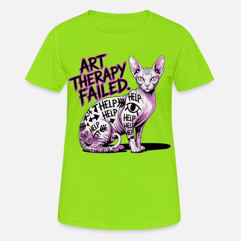 Cat Art Therapy Fail - Women's Breathable T-Shirt - neon green