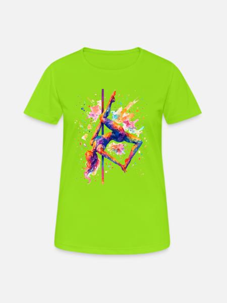 Pole Dance Pole Dancer Aquarelle Cadeau coloré - T-shirt respirant Femme - vert néon
