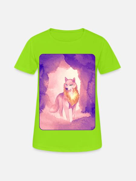 White Wolf in Watercolor 2 (Purple) - Women's Breathable T-Shirt - neon green