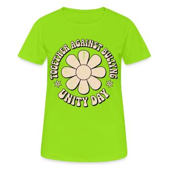 Ensemble contre le harcèlement - T-shirt respirant Femme - vert néon - Devant - AI Model Female 172 dark (172cm)
