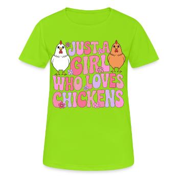 Girl loves chickens - Women's Breathable T-Shirt - neon green - Front - AI Model Female 172 dark (172cm)