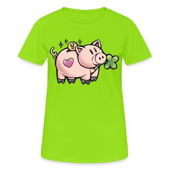 Tirelire sucrée - T-shirt respirant Femme - vert néon - Devant - AI Model Female 172 dark (172cm)