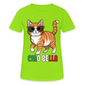 Ciao Bella - T-shirt respirant Femme - vert néon - Devant - AI Model Female 172 dark (172cm)