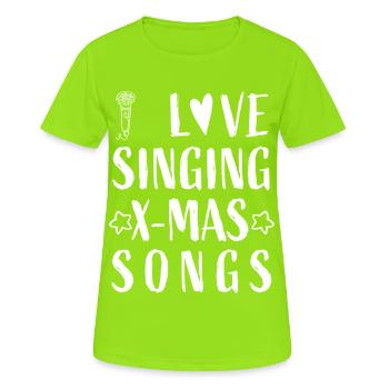 Micro - J’adore chanter Noël - T-shirt respirant Femme - vert néon - Devant - AI Model Female 172 dark (172cm)