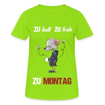 lundi fou - T-shirt respirant Femme - vert néon - Devant - AI Model Female 172 dark (172cm)