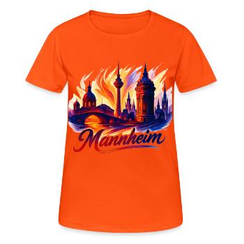 Mannheim City Silhouette Magnificent Gift - Women's Breathable T-Shirt - neon orange - Front - AI Model Female 172 dark (172cm)