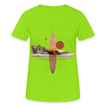 Copper Waves Orbit - Geometric Surfboard - Women's Breathable T-Shirt - neon green - Front - AI Model Female 172 dark (172cm)