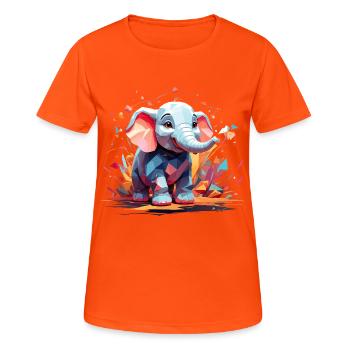 Elephant Color Explosion - Women's Breathable T-Shirt - neon orange - Front - AI Model Female 172 dark (172cm)