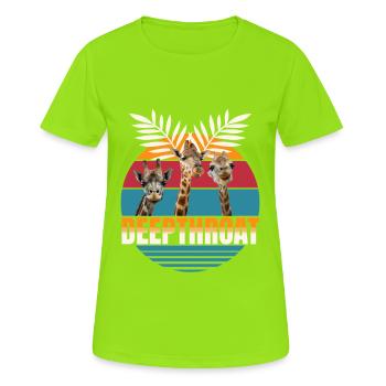 Girafes dans un coucher de soleil rétro DEEPTHROAT - T-shirt respirant Femme - vert néon - Devant - AI Model Female 172 dark (172cm)