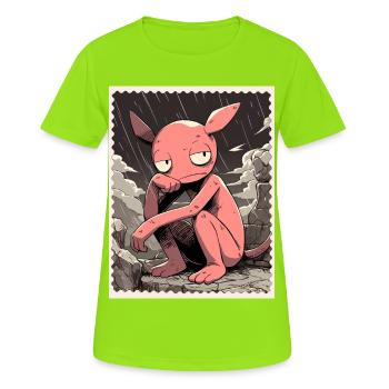 Rosa Kreatur im Regen - Frauen T-Shirt atmungsaktiv - Neongrün - Vorne - AI Model Female 172 dark (172cm)