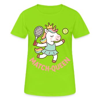 Match Queen Einhorn Tennis Shirt Mädchen - Frauen T-Shirt atmungsaktiv - Neongrün - Vorne - AI Model Female 172 dark (172cm)