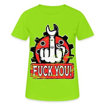 Doigt d’honneur Doigt puant Mécanicien Va te faire foutre - T-shirt respirant Femme - vert néon - Devant - AI Model Female 172 dark (172cm)