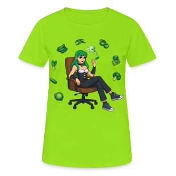 BE GREEN #1 - nice people - T-shirt respirant Femme - vert néon - Devant - AI Model Female 172 dark (172cm)