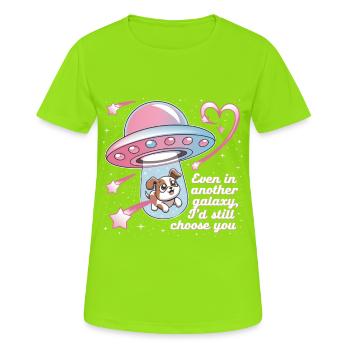 Cadeau Amour Pour Chien Maître Fidélité Animal - T-shirt respirant Femme - vert néon - Devant - AI Model Female 172 dark (172cm)