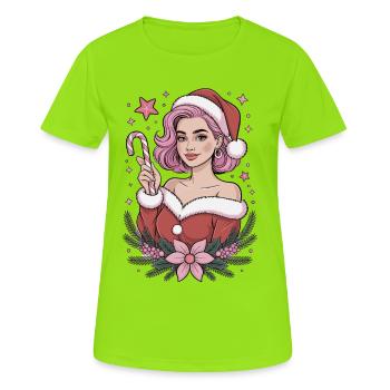 Mrs Claus Candy, Christmas Shirt, Cute - Women's Breathable T-Shirt - neon green - Front - AI Model Female 172 dark (172cm)